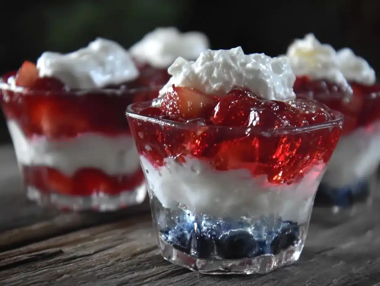festive red white and blue jello shots preparation steps
