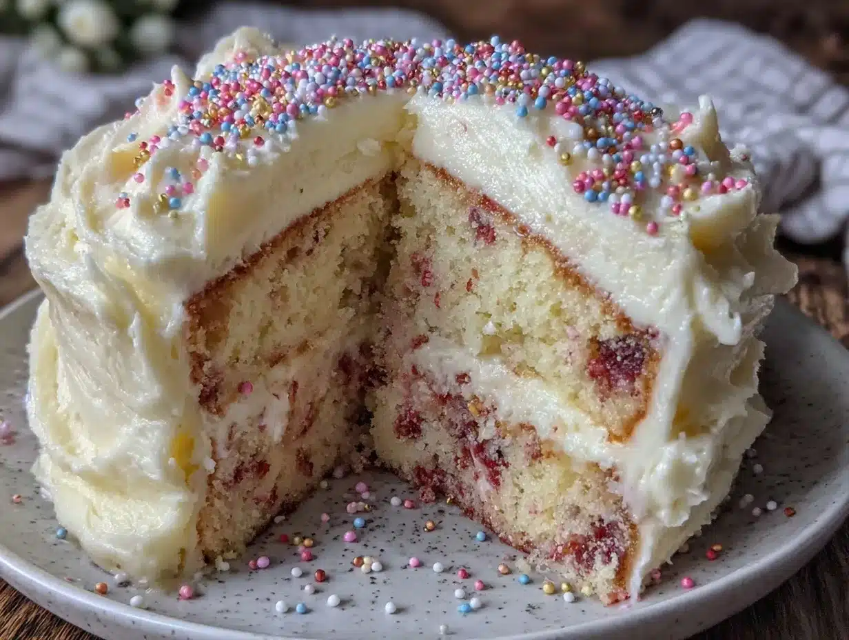 Flavorful Surprise Piñata Confetti Cake preparation steps