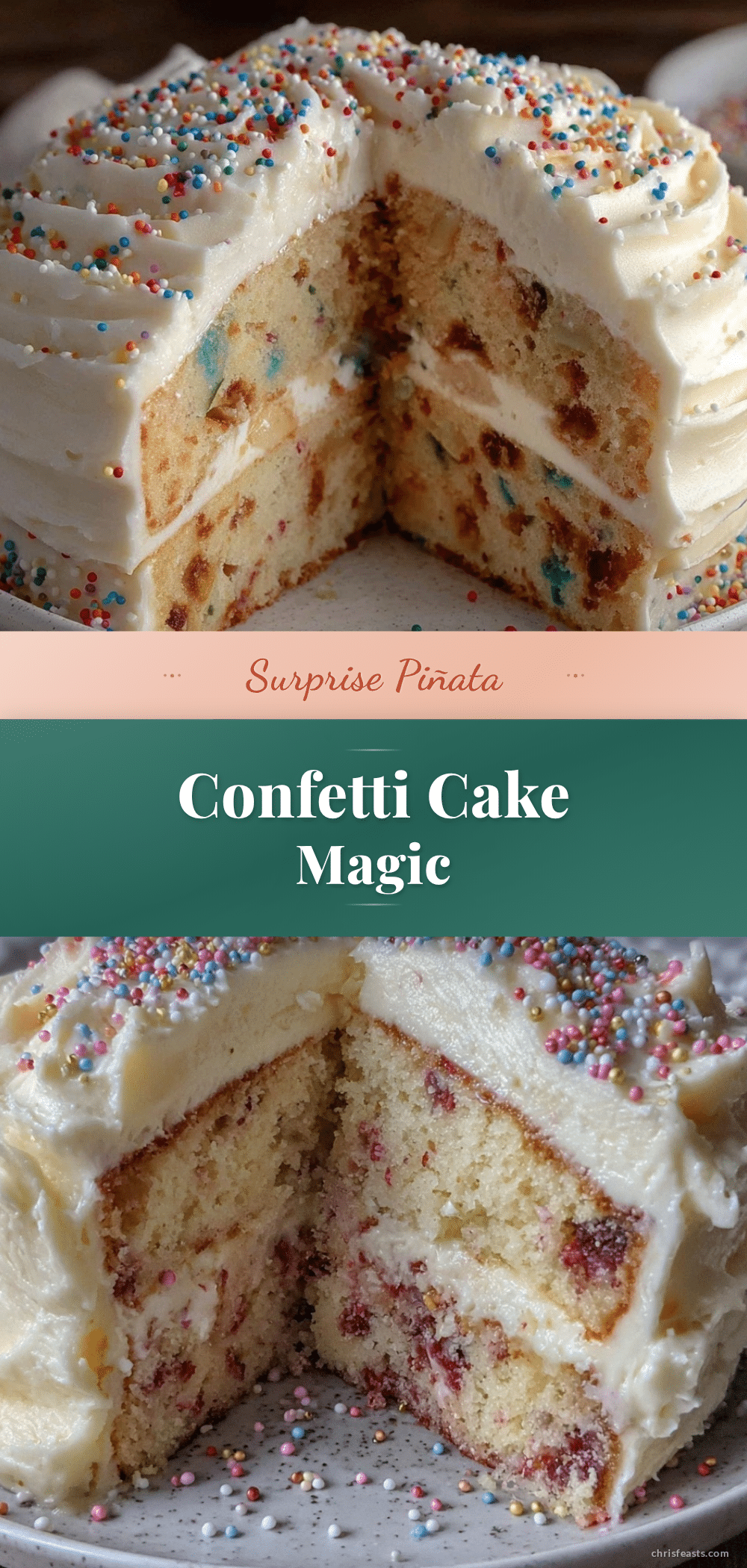 Flavorful Surprise Piñata Confetti Cake recipe
