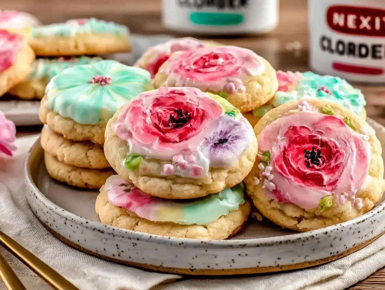 floral sugar cookies watercolor royal icing preparation steps