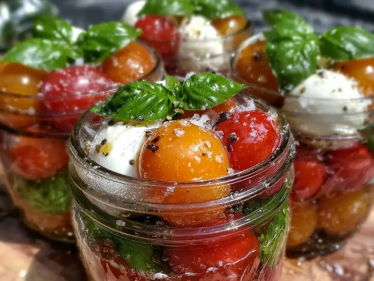 Fresh Mason Jar Caprese Salad Cups preparation steps