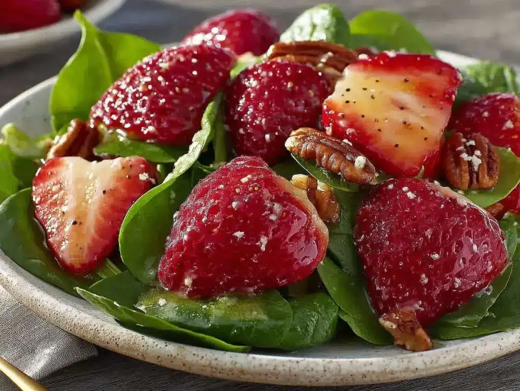 fresh strawberry spinach salad - featured image