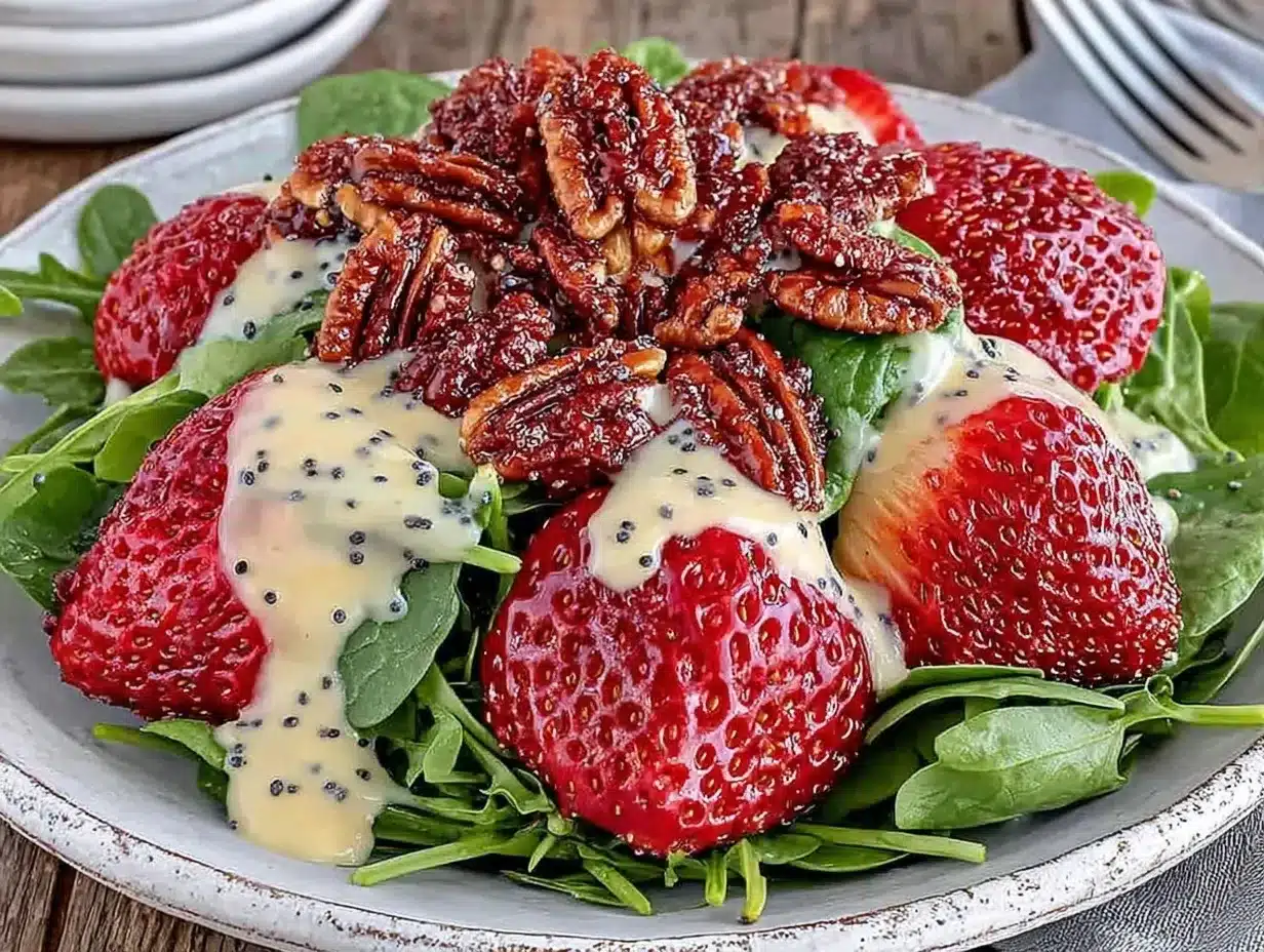 fresh strawberry spinach salad preparation steps