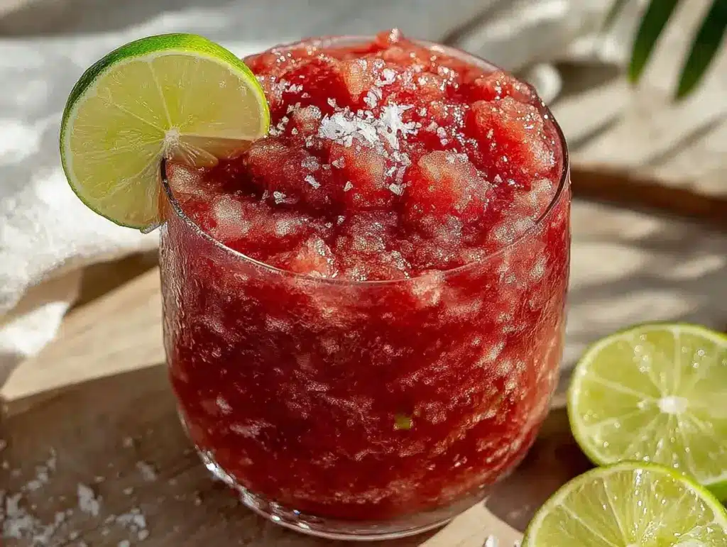 frozen watermelon margarita slushie - featured image