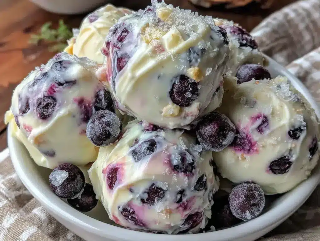 frozen yogurt covered blueberry bites - featured image
