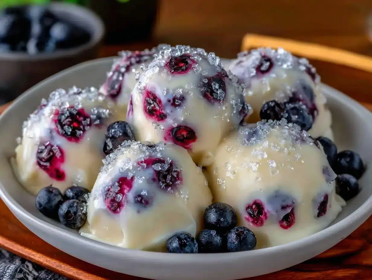 frozen yogurt covered blueberry bites preparation steps
