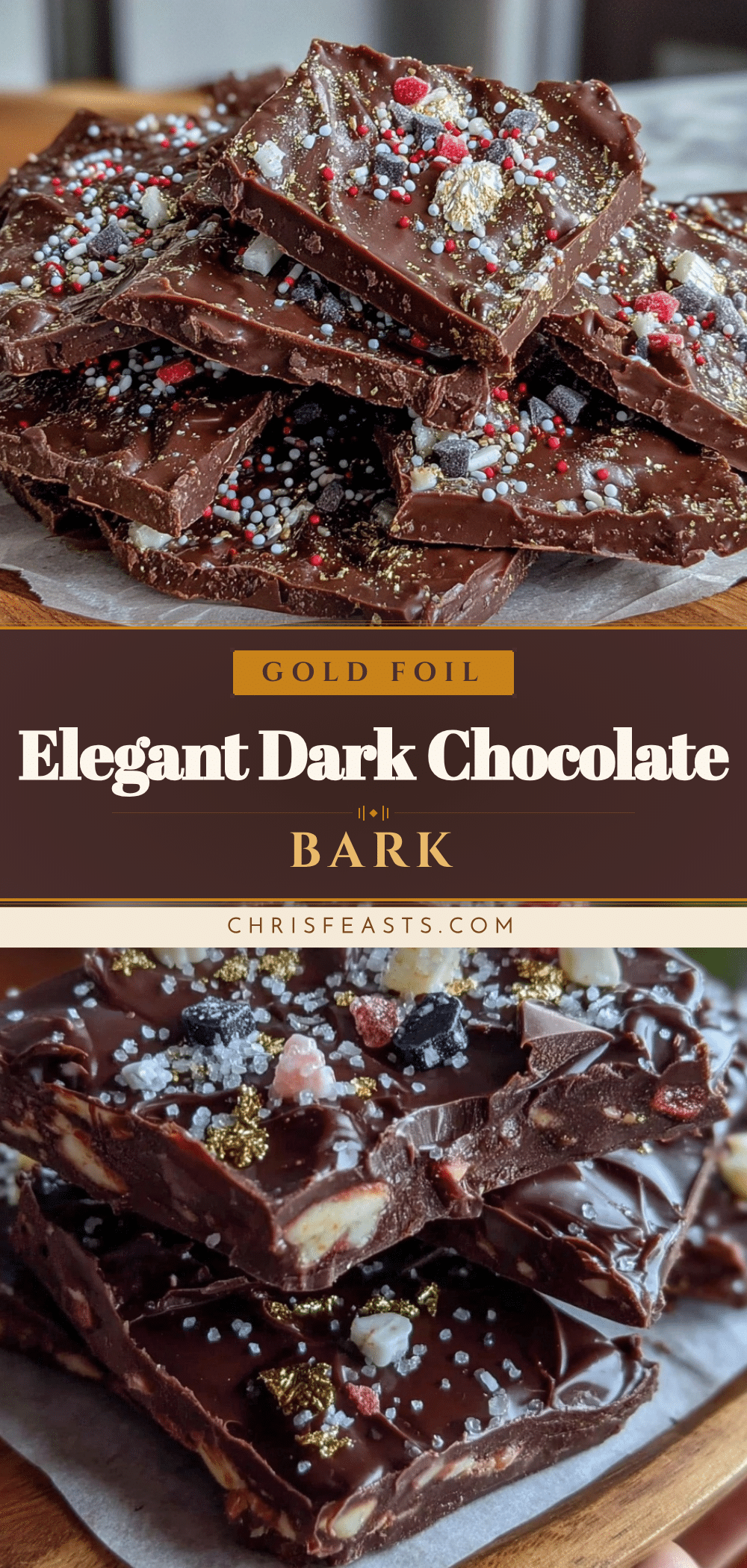 gold foil dark chocolate bark recipe
