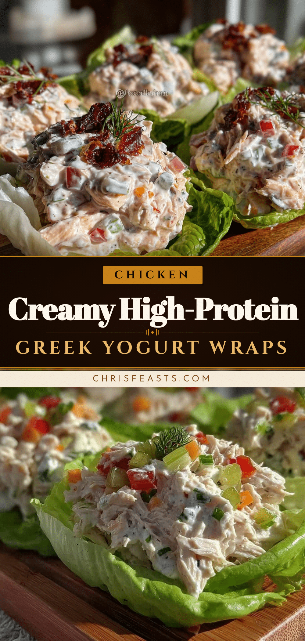 Healthy High-Protein Greek Yogurt Chicken Salad Lettuce Wraps recipe