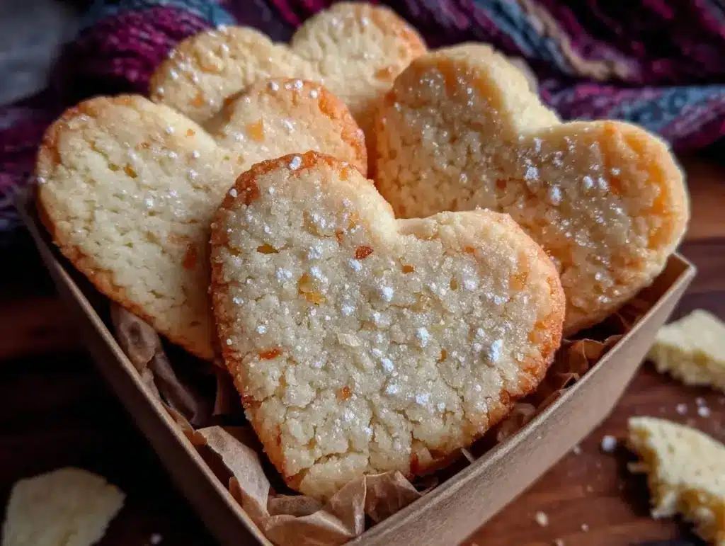 heart-shaped lemon shortbread cookies - featured image