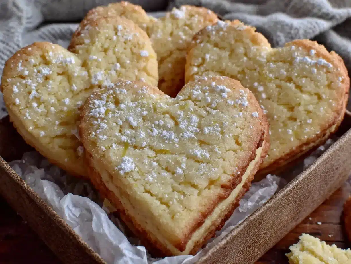 heart-shaped lemon shortbread cookies preparation steps