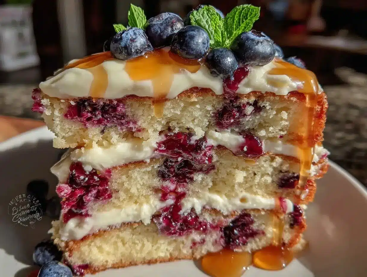 moist blueberry ricotta layer cake preparation steps