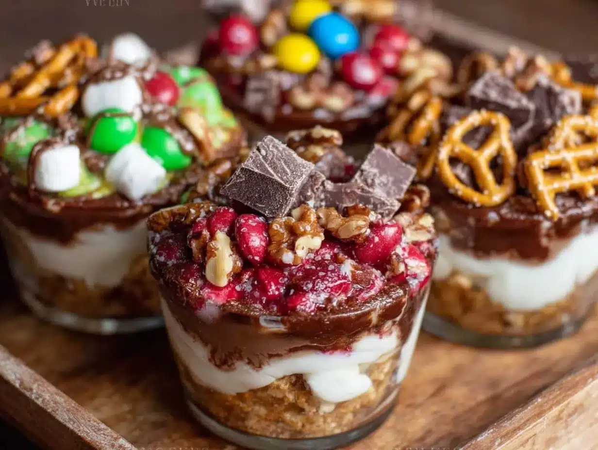monster trail mix dessert cups preparation steps
