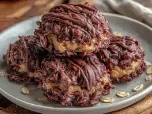 no-bake chocolate peanut butter oat cookies - featured image