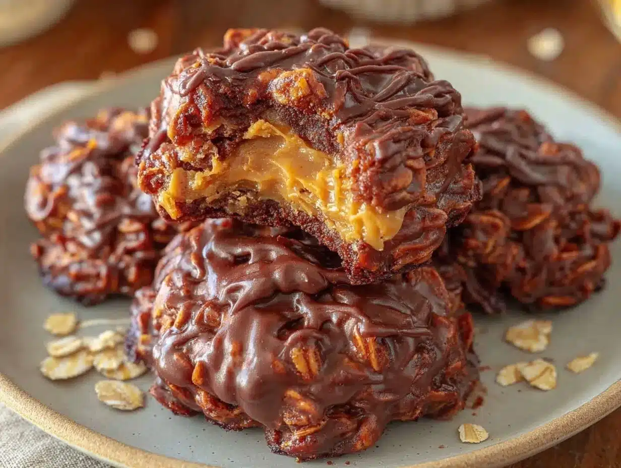 no-bake chocolate peanut butter oat cookies preparation steps
