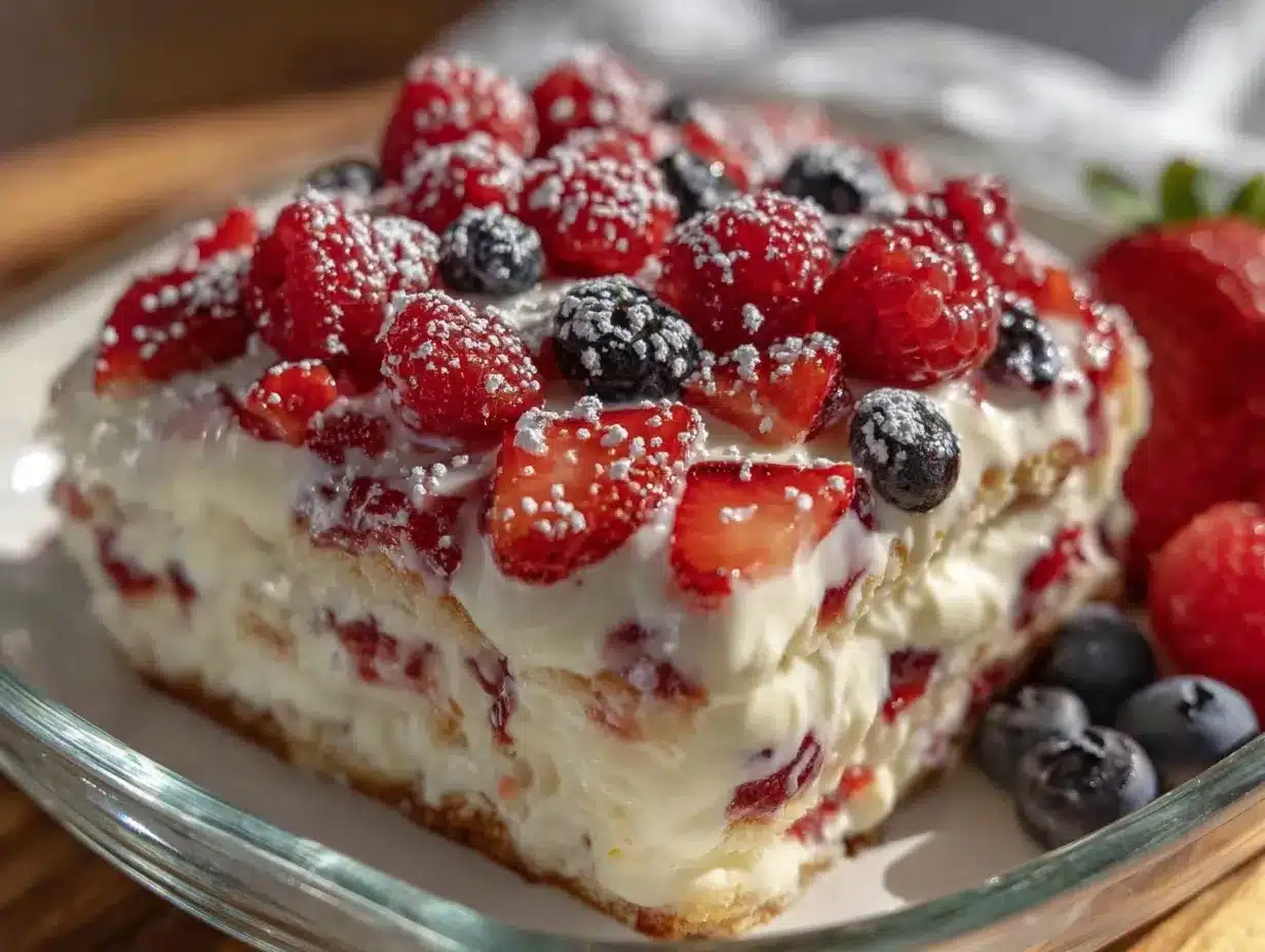 no bake patriotic berry lasagna preparation steps