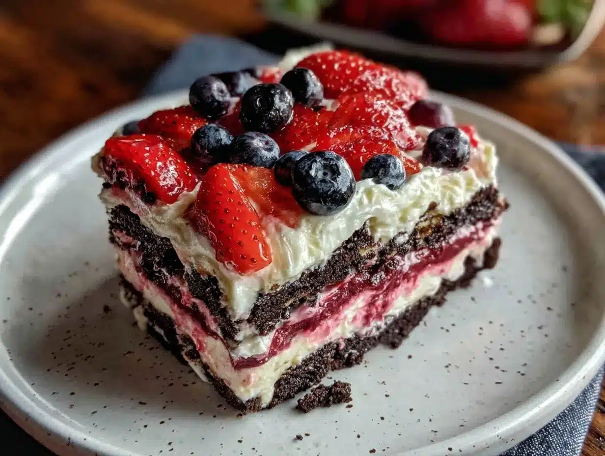 no bake patriotic oreo lasagna preparation steps