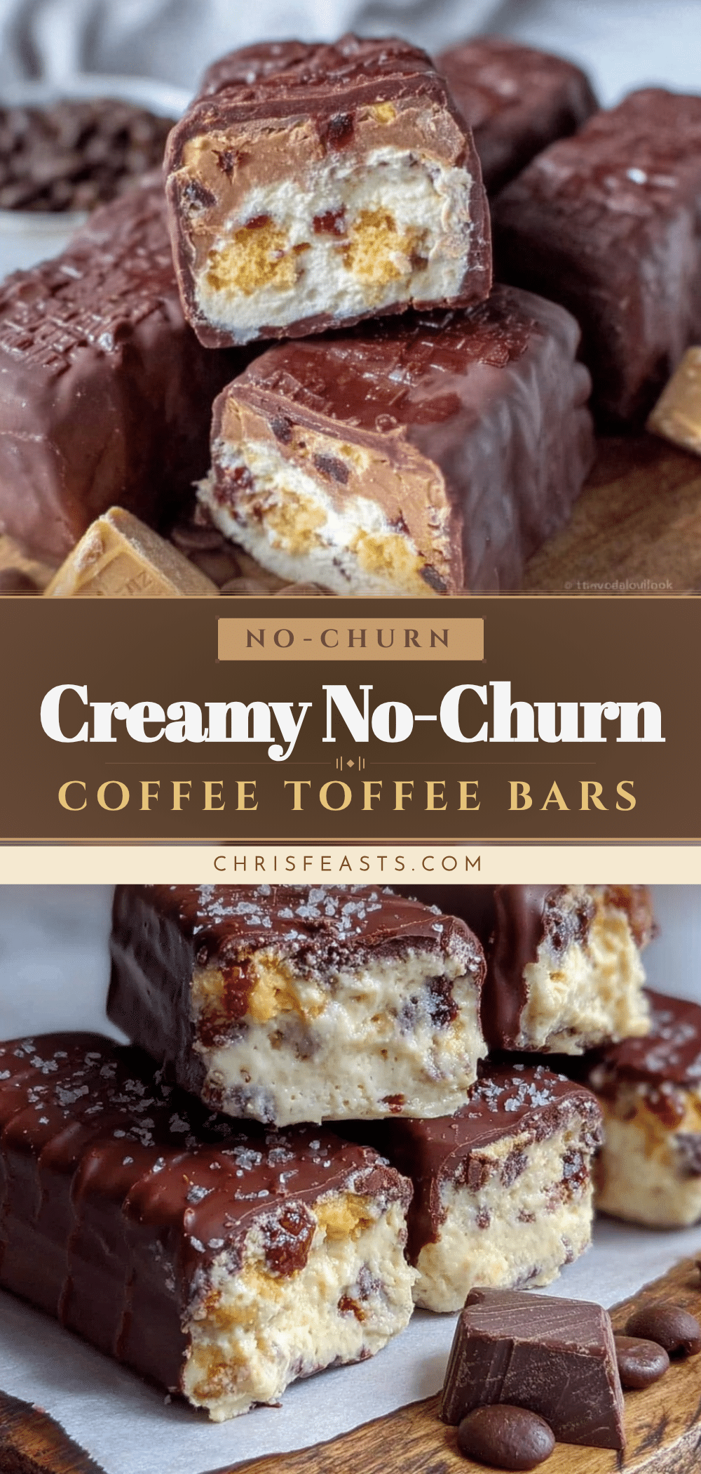 no-churn coffee toffee crunch ice cream bars recipe