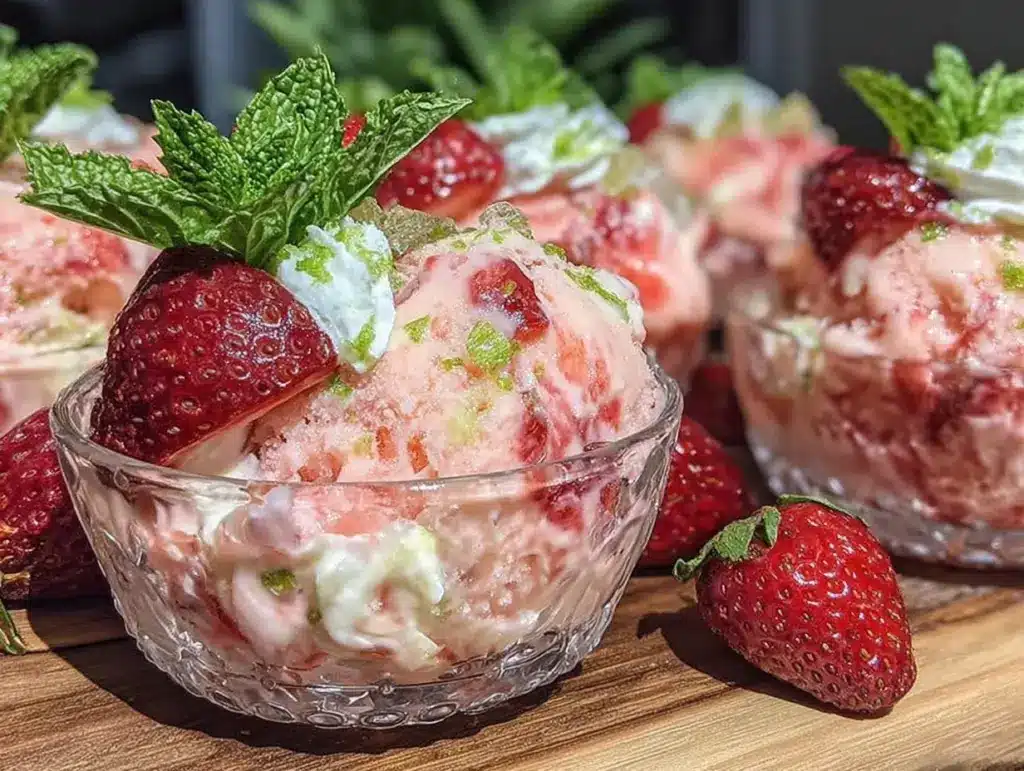 No-Churn Strawberry Lime Sorbet Cups - featured image