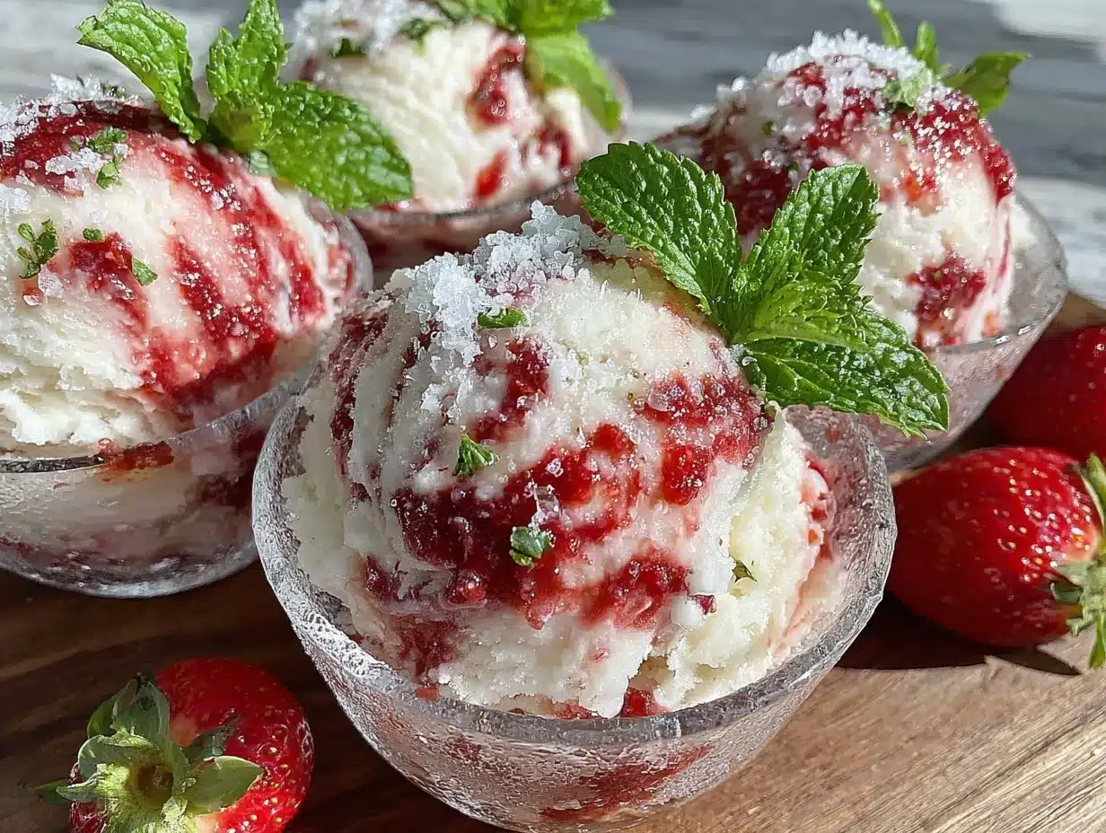 No-Churn Strawberry Lime Sorbet Cups preparation steps