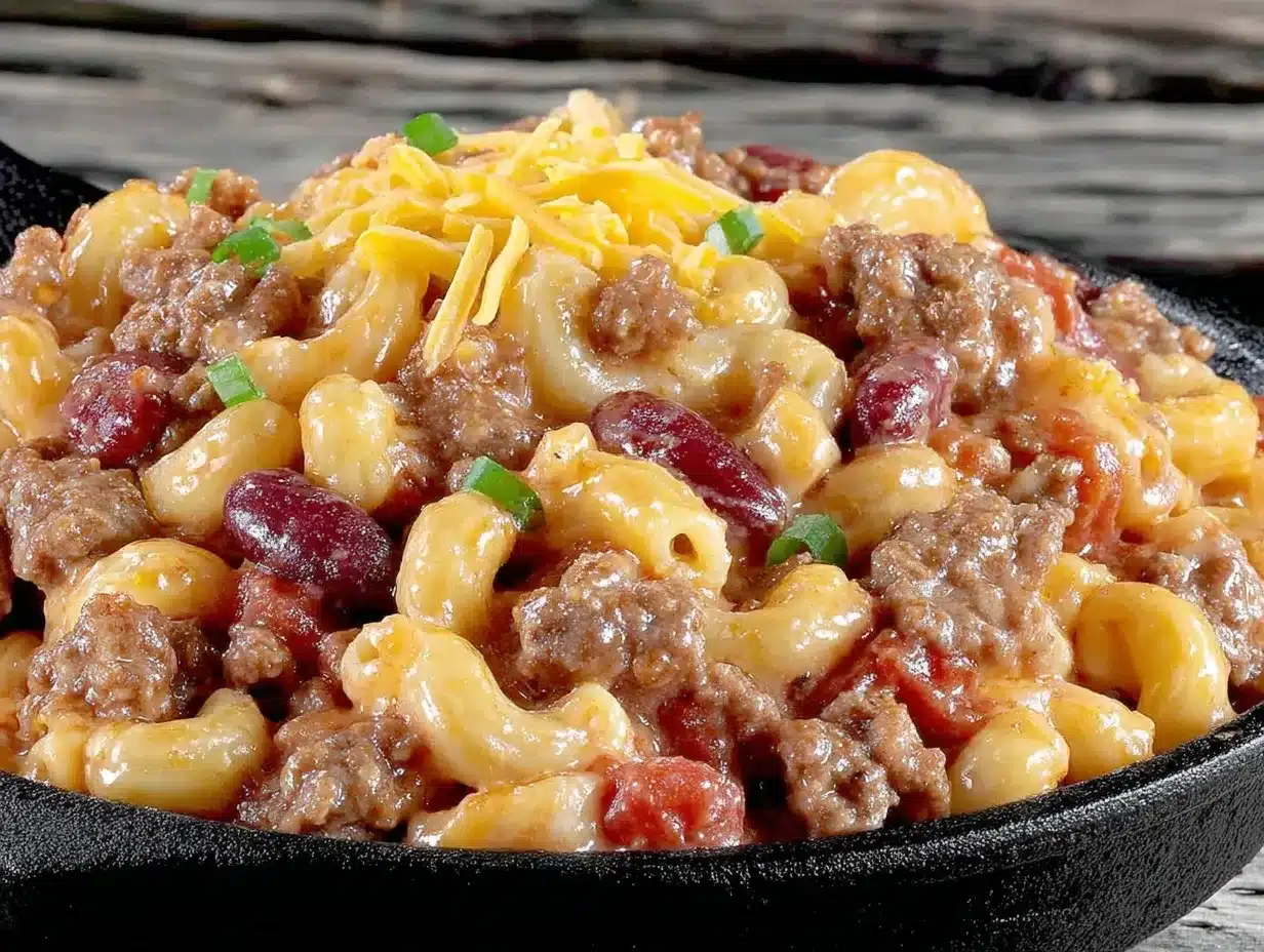 one-pot campfire chili mac with cheese preparation steps