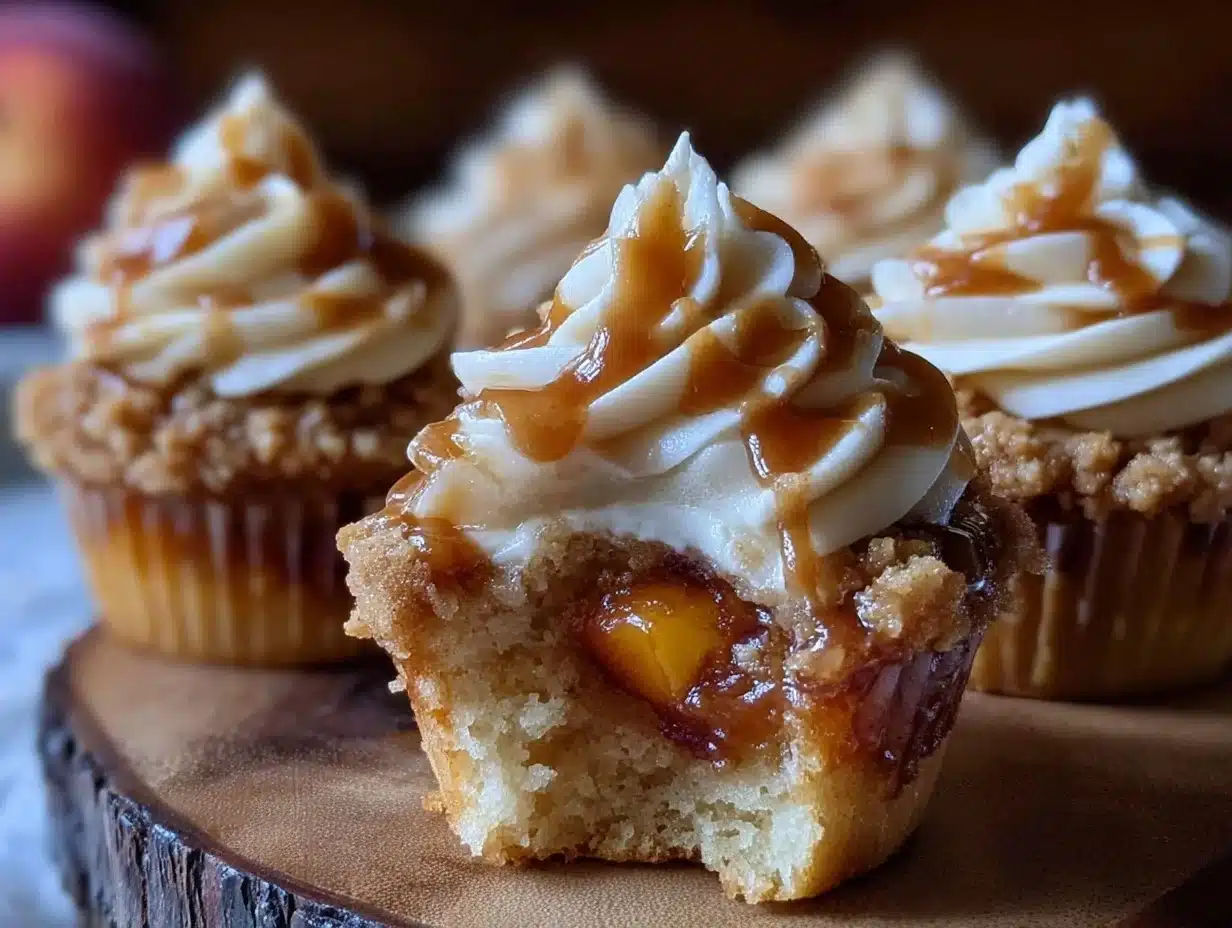 peach cobbler cupcakes - featured image