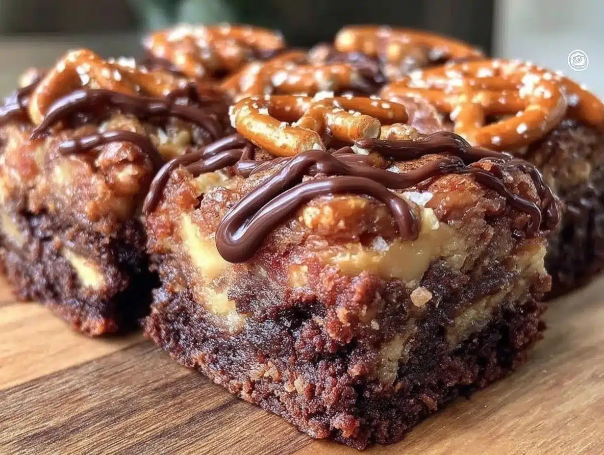peanut butter pretzel brownies preparation steps