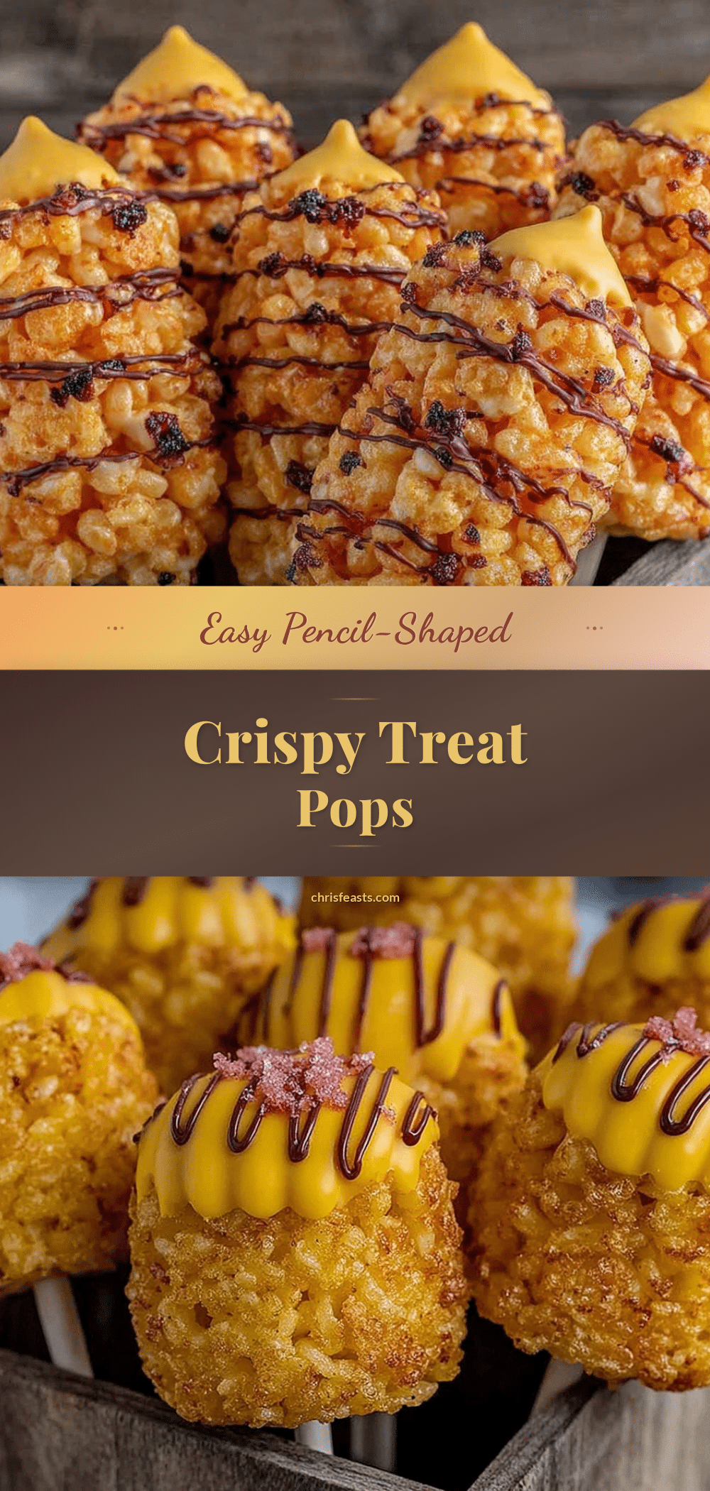 pencil-shaped Rice Krispie treat pops recipe