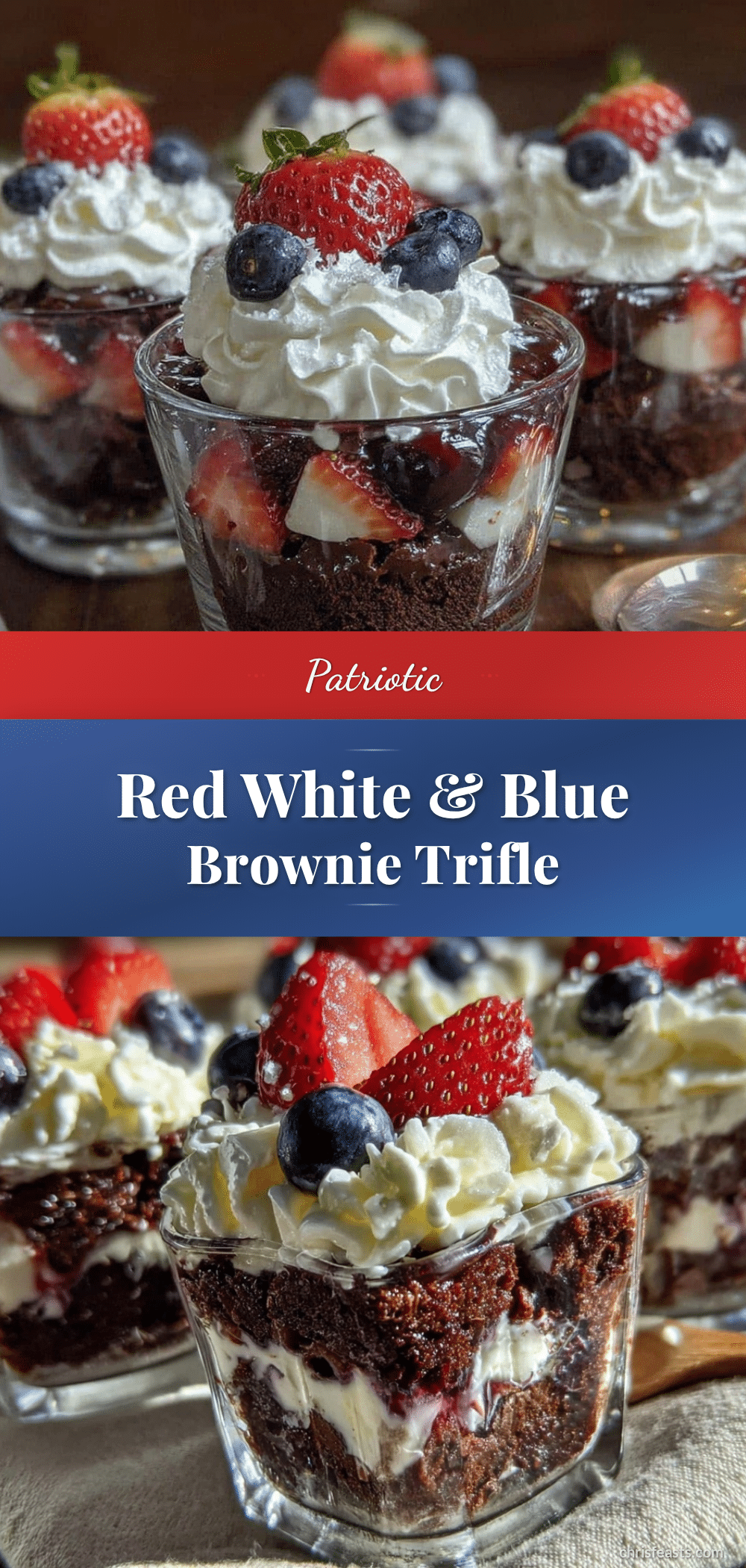 red white and blue brownie trifle cups recipe