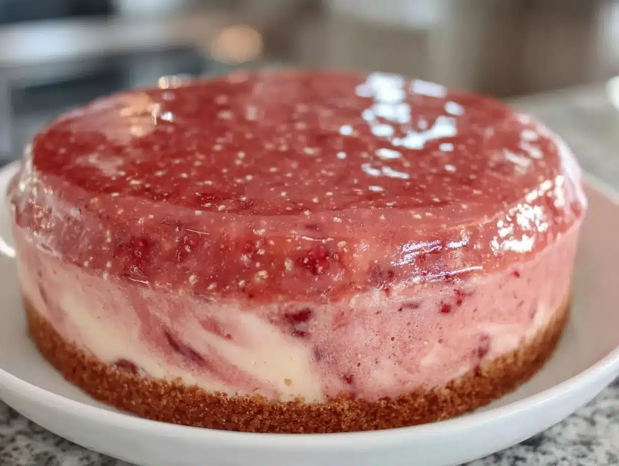 strawberry mousse mirror glaze cake preparation steps