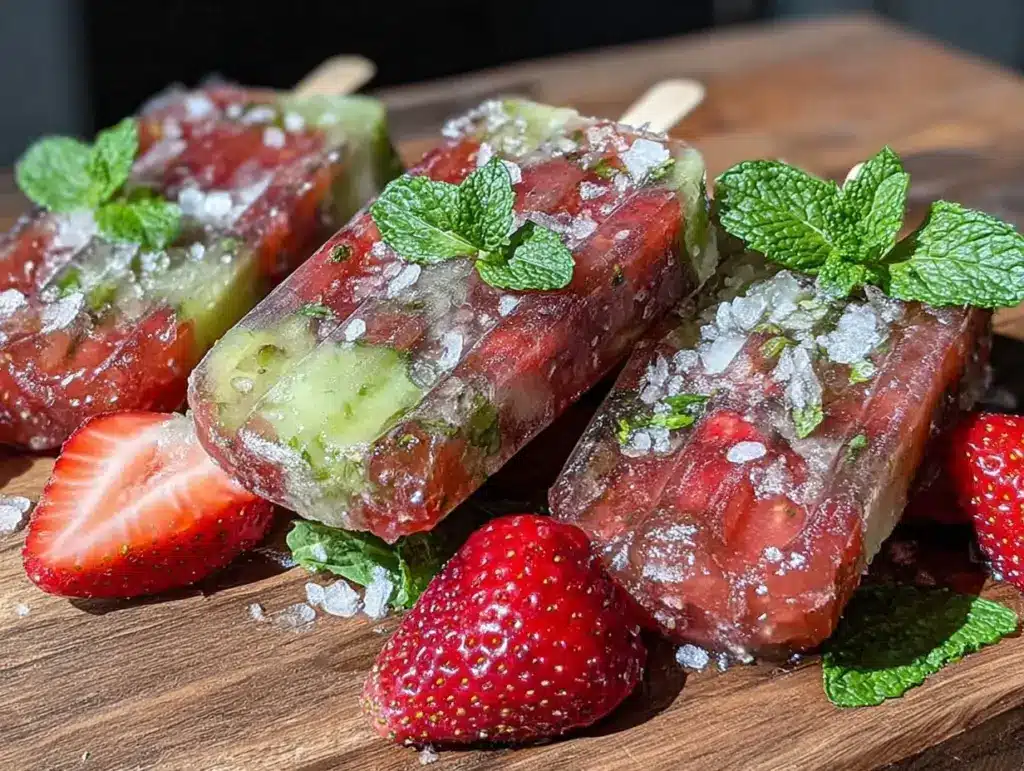 strawberry watermelon mojito popsicles - featured image