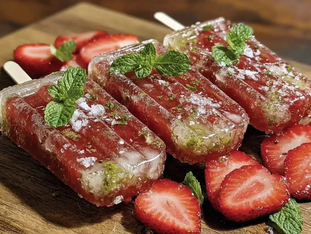 strawberry watermelon mojito popsicles preparation steps