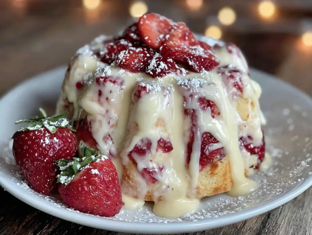 white chocolate strawberry trifle dome - featured image