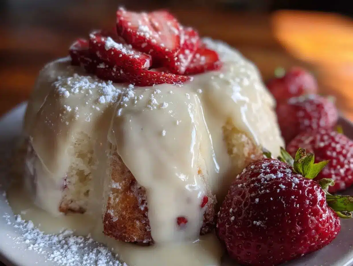 white chocolate strawberry trifle dome preparation steps