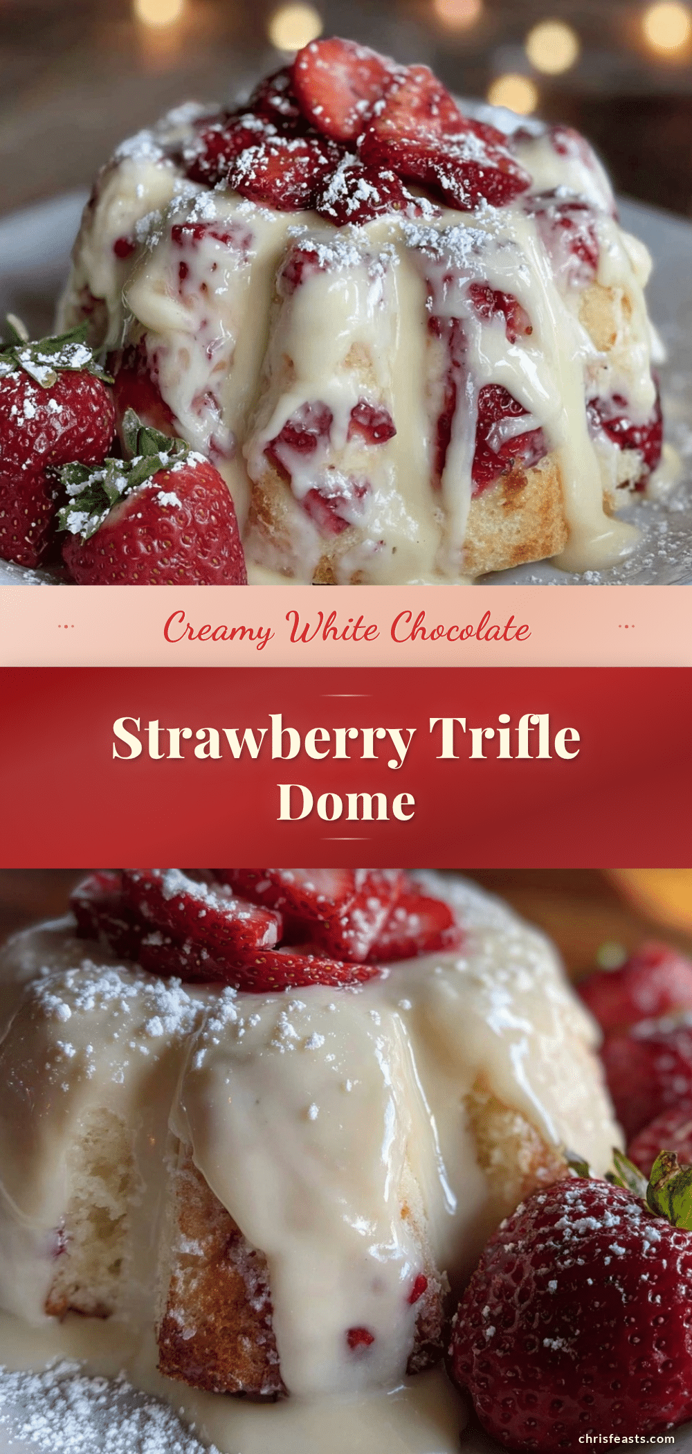 white chocolate strawberry trifle dome recipe