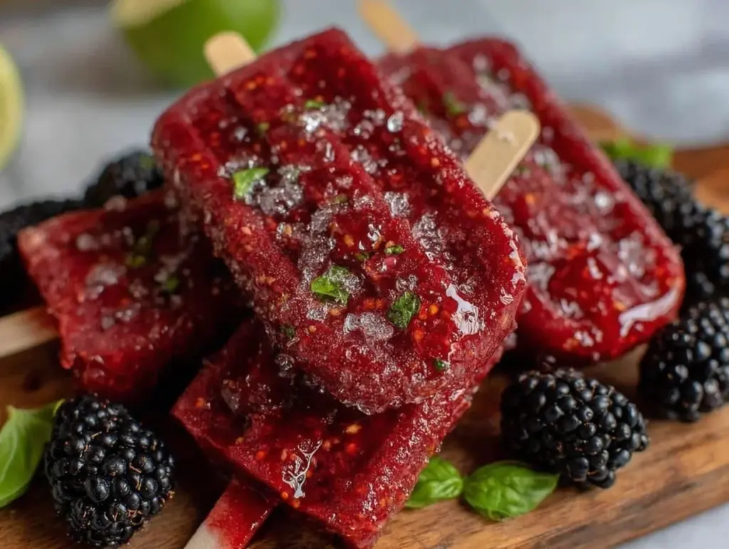 blackberry basil mojito popsicles - featured image