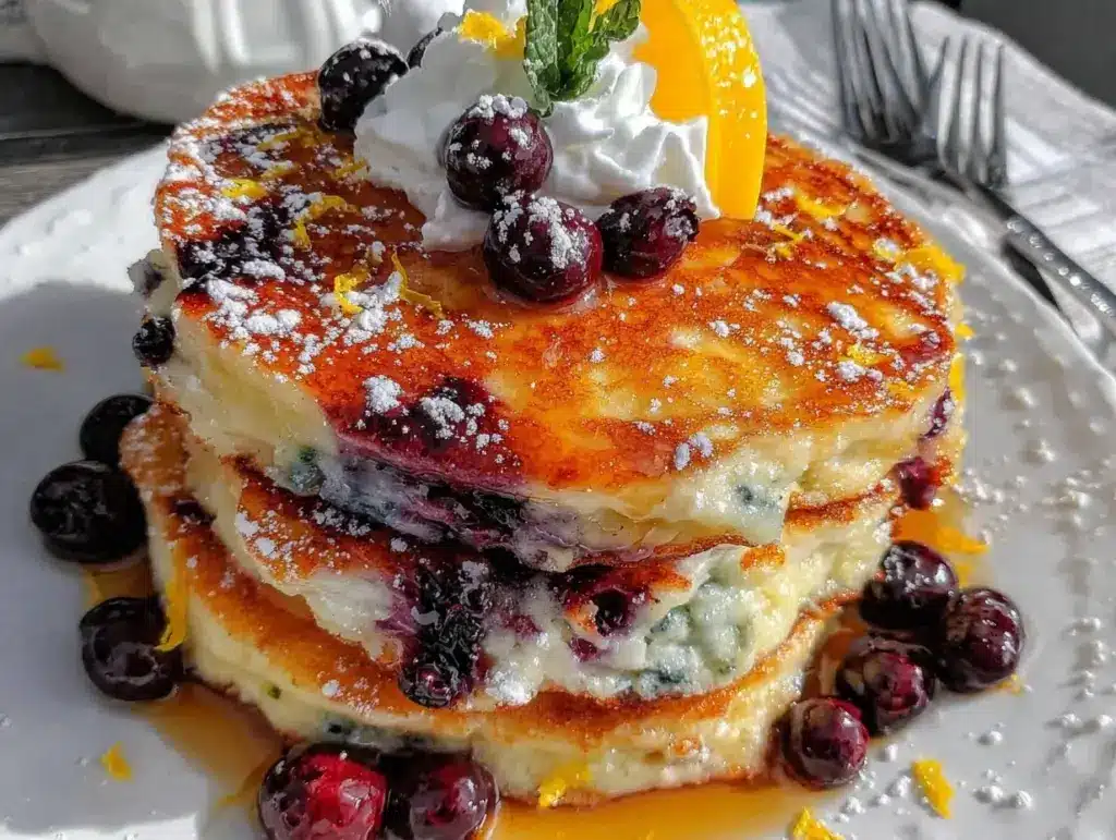 blueberry lemon ricotta pancakes - featured image