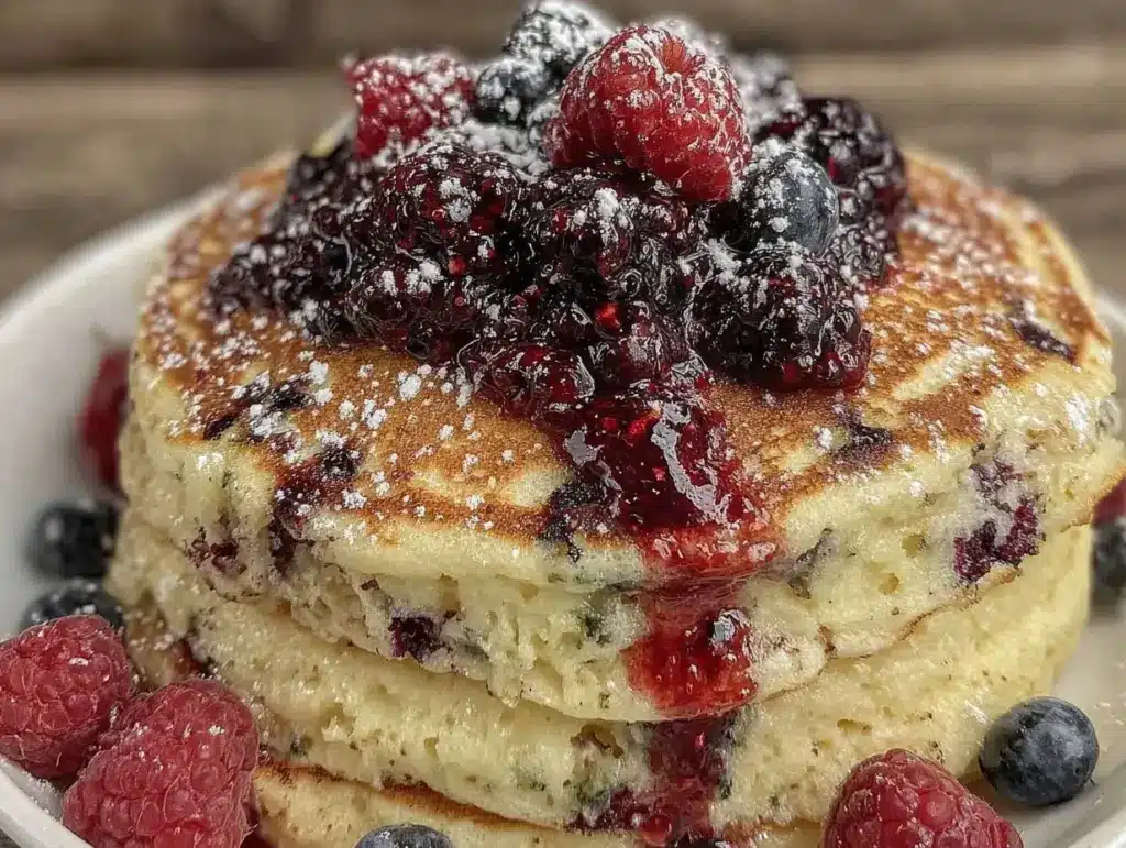 blueberry lemon ricotta pancakes - featured image