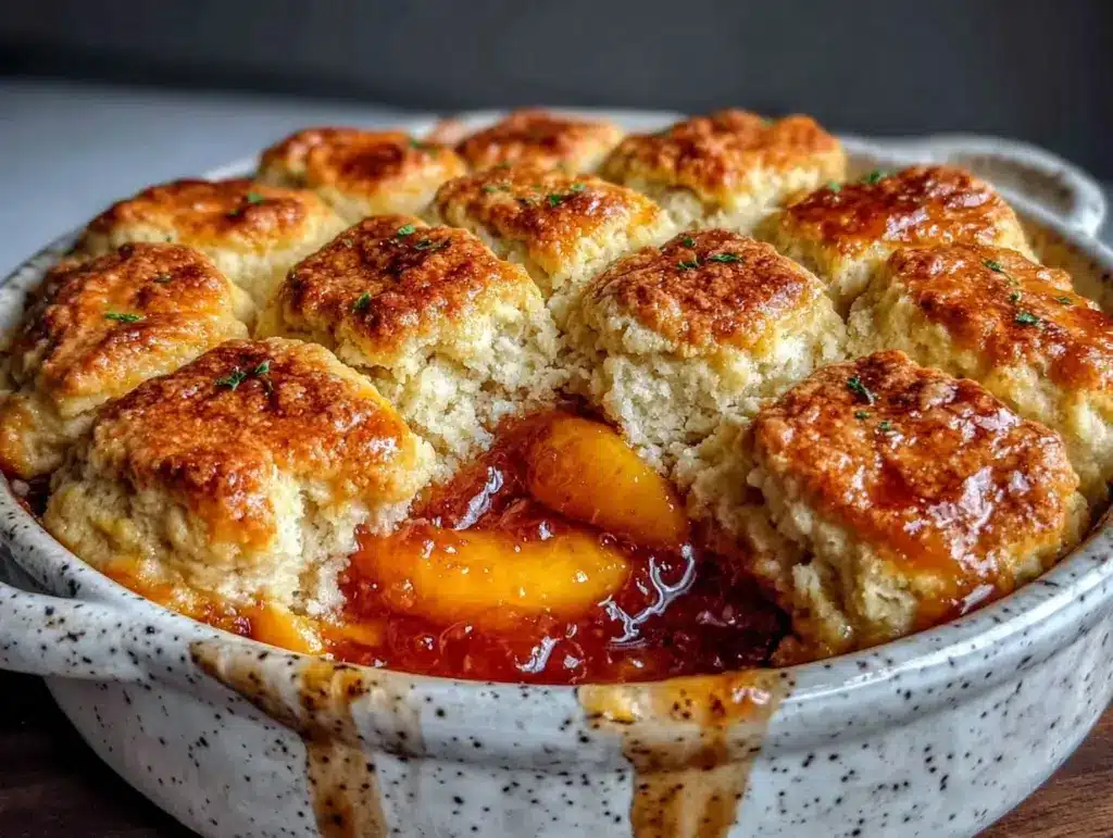 bourbon peach cobbler - featured image