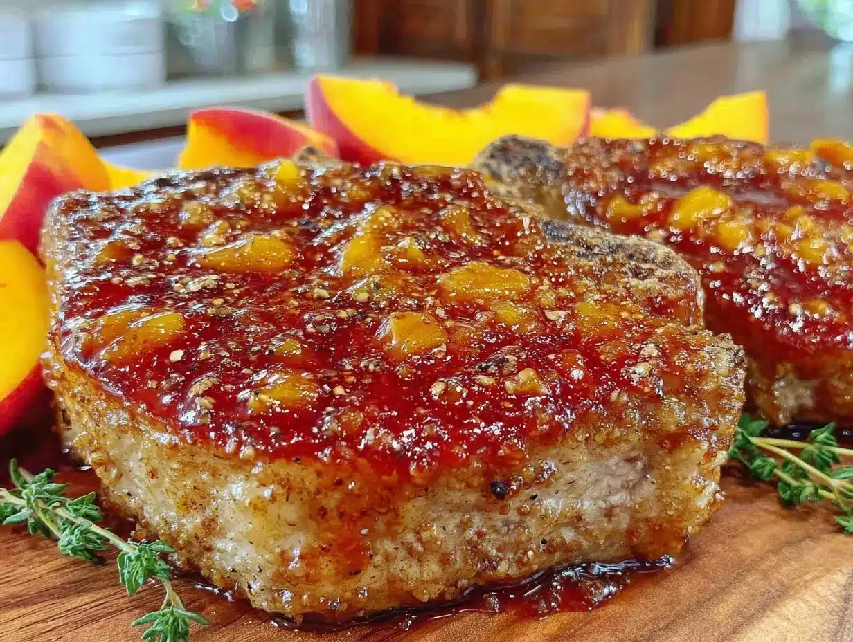 bourbon peach glazed pork chops preparation steps