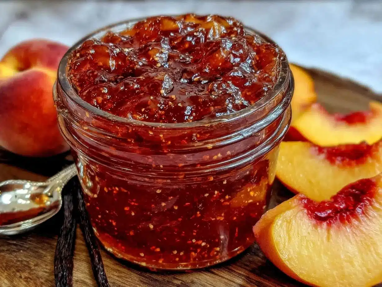 bourbon vanilla peach jam - featured image