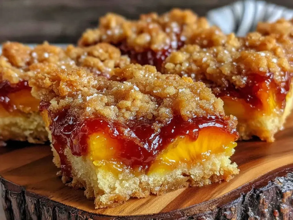 brown butter peach cobbler bars - featured image