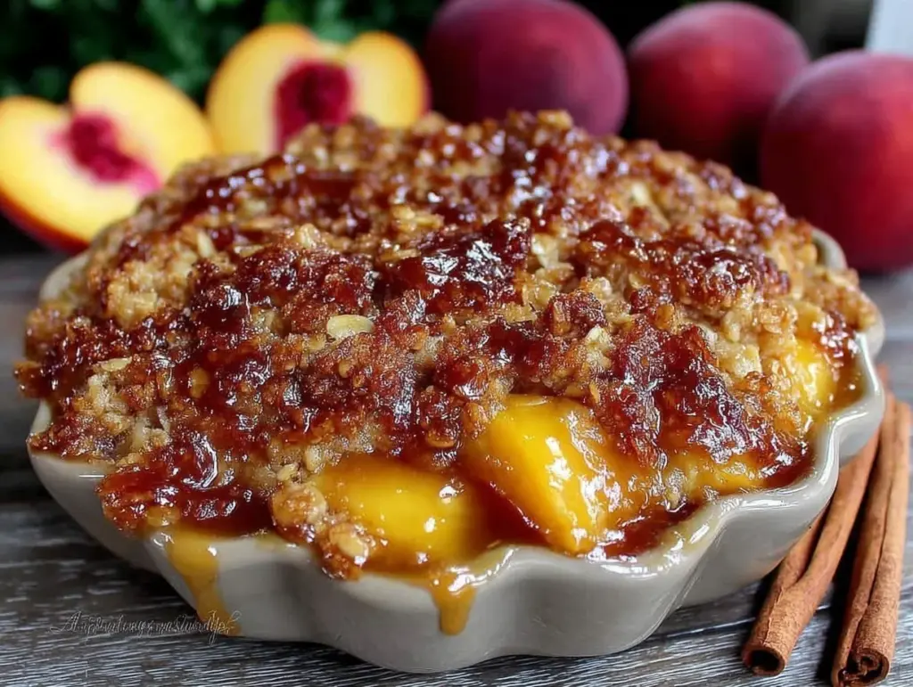 brown butter peach crisp - featured image