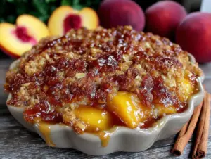 brown butter peach crisp - featured image
