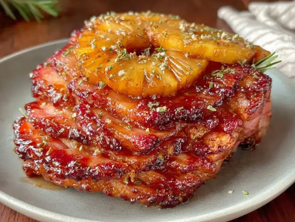 brown sugar bourbon glazed ham - featured image