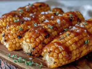 brown sugar glazed corn on the cob - featured image
