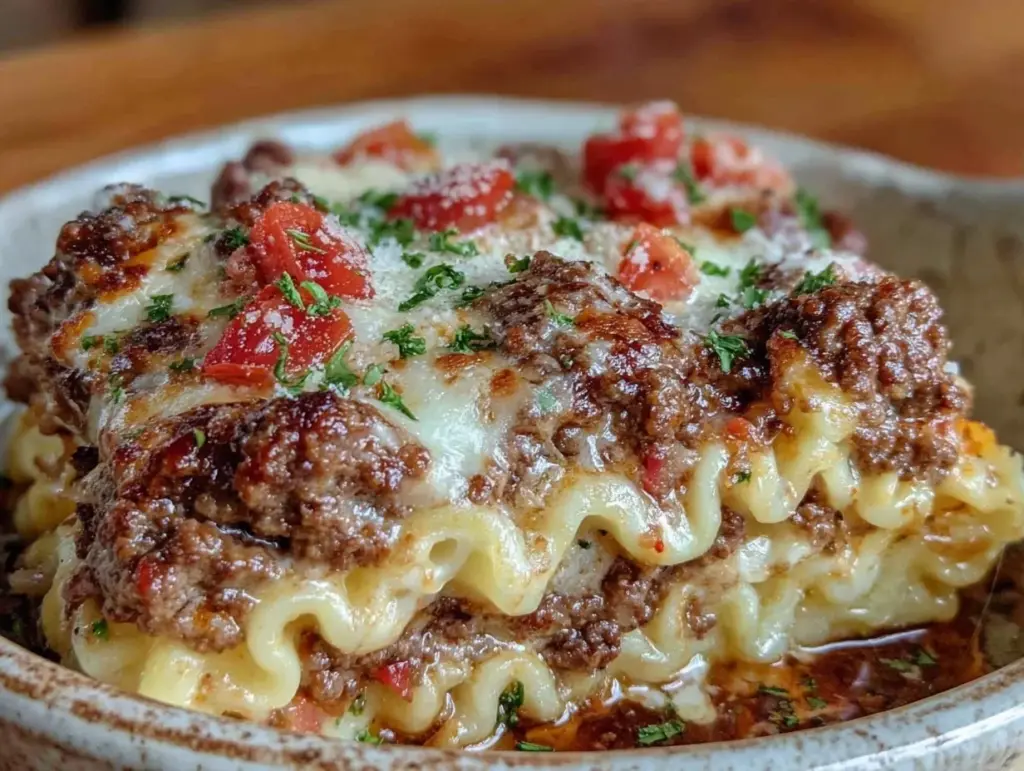 cheesy ground beef casserole - featured image