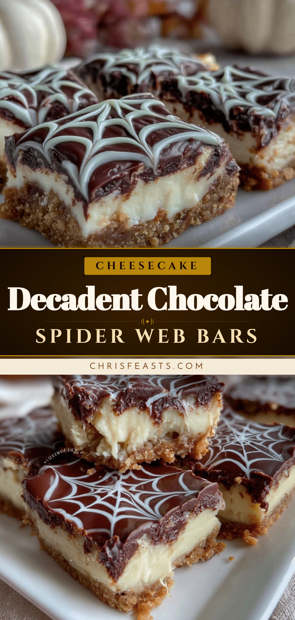 chocolate spider web cheesecake bars recipe