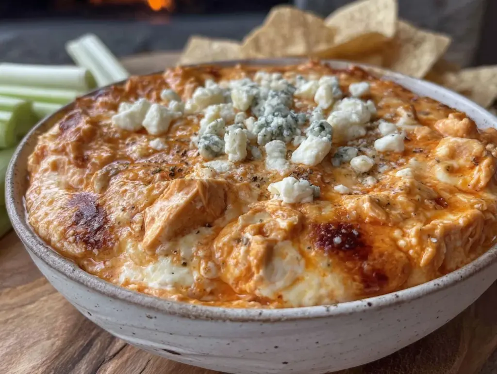 creamy buffalo chicken dip - featured image