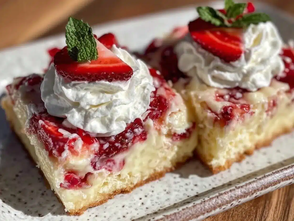 creamy frozen strawberry shortcake bars preparation steps