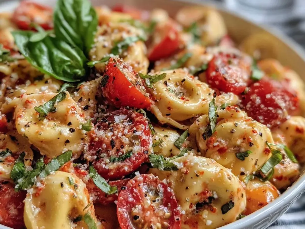 creamy italian tortellini pasta salad - featured image